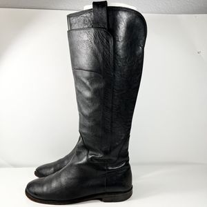 Frye Womens Size 7.5 B Black Leather Knee High Cowboy Riding Fashion Boots